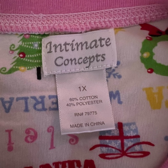 LAST CHANCE Intimate Concepts Christmas Sleep Shirt 3/4 sleeve fits like XL - Picture 3 of 3